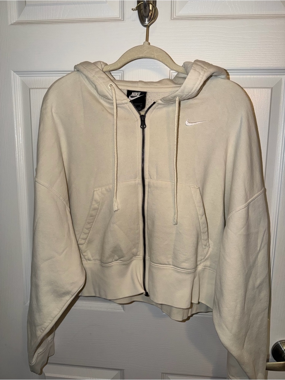 Nike Women's Cream Full-Zip Hooded Bomber Jacket